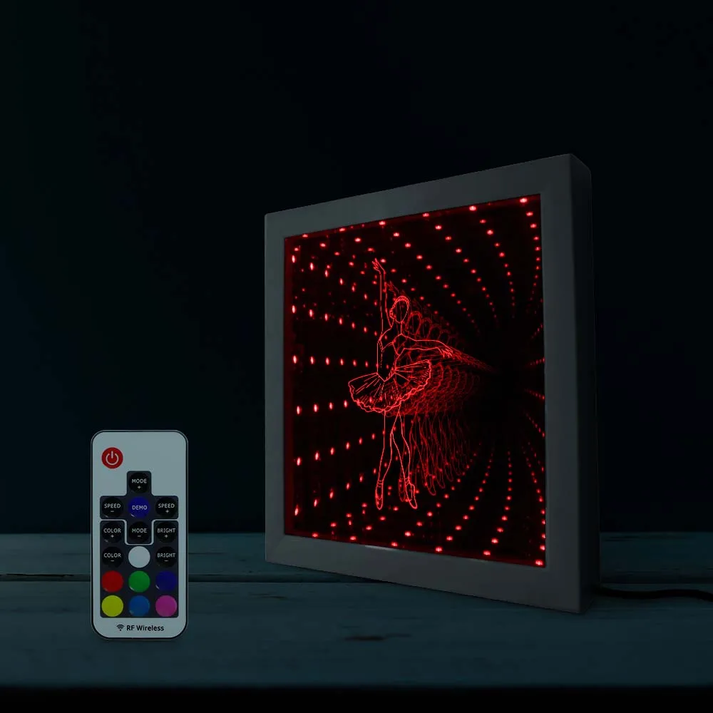 Балерина светодиодный зеркало Бесконечность танцующая девушка освещенная