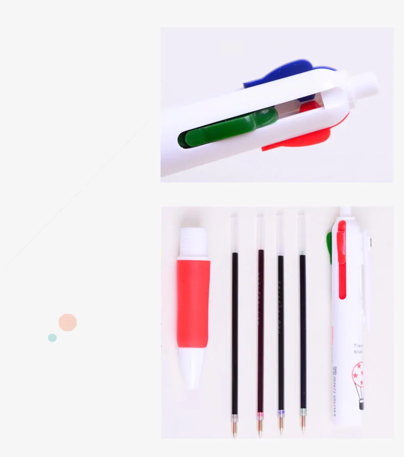 

2 Pcs/Lot Cute Lovely 4-Color Pressing 0.5mm Ballpoint Pen for School Stationery & Office & Traveling