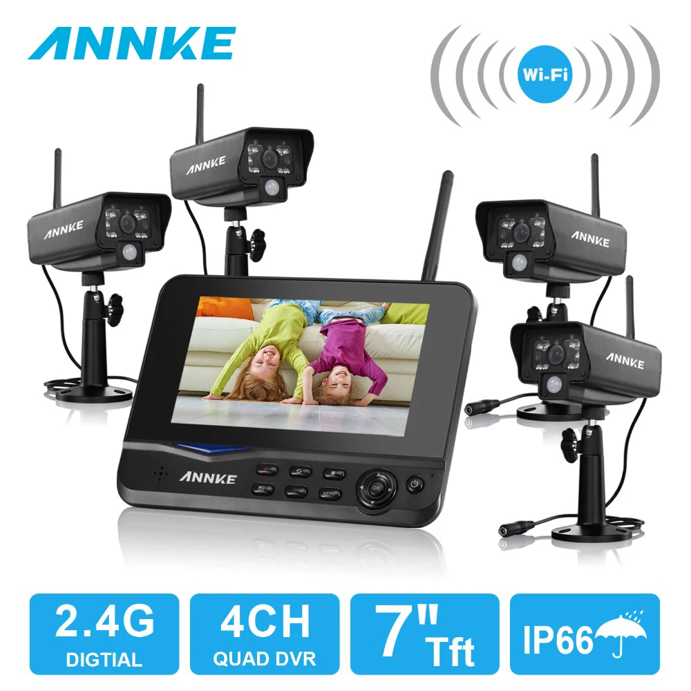 ANNKE 4CH 7 дюймов TFT цифровая 2 4 г Беспроводной WI FI IP погодоустойчивая камера видео