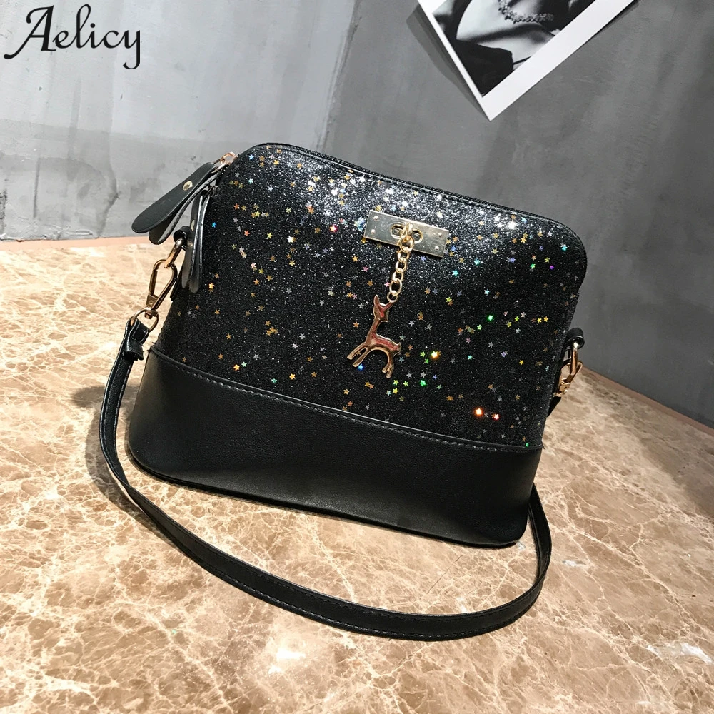 Aelicy, женский модный кошелек на молнии с блестками, маленький кожаный кошелек с оленем, сумка для мобильного телефона, сумка на плечо, женская сумка-тоут, сумки-мессенджеры