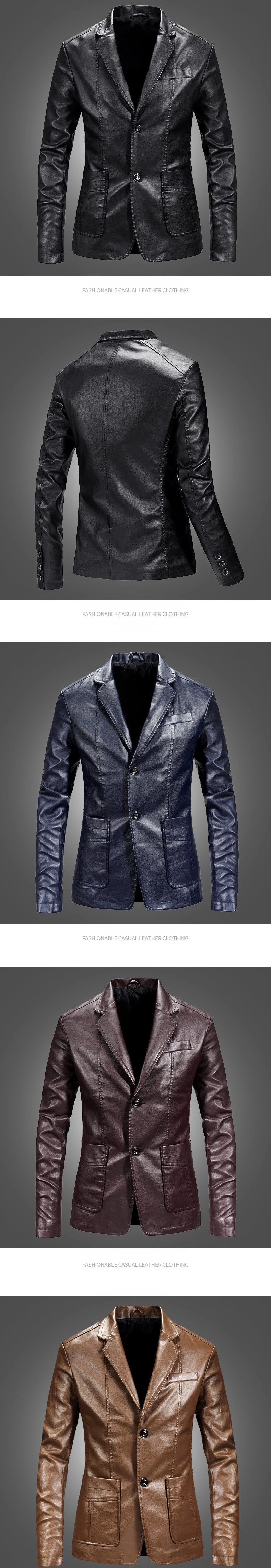 Для мужчин Блейзер и куртки Slim Fit кожаная куртка Модные Черные Вечерние/Свадебные/Бизнес пиджак кожаный пиджак мужской верхней одежды 4XL