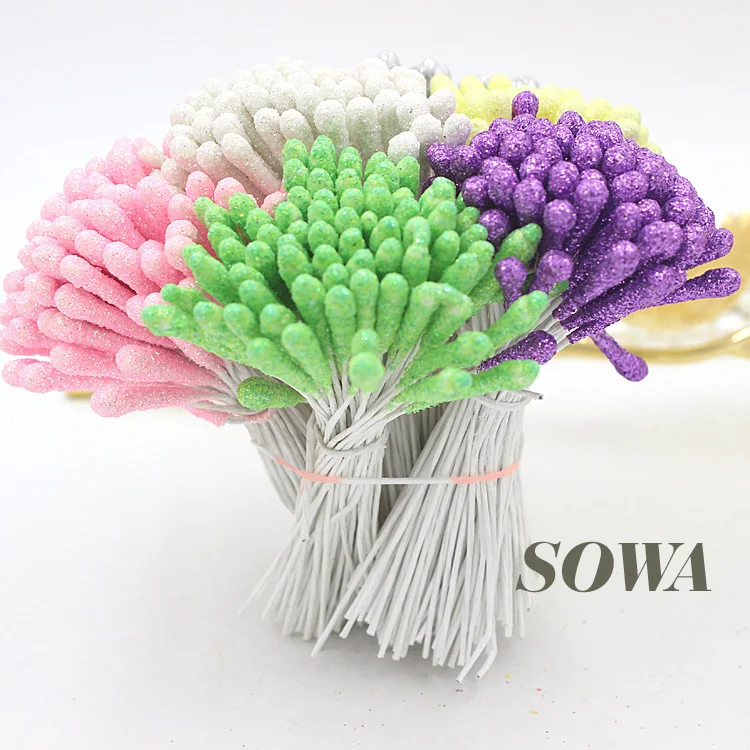 

New Size 5mm length 90 mm MultiColor Single Head Iron Wire Pearl Stamen For Christmas Flower Wedding Decoration(400pcs/Lot)