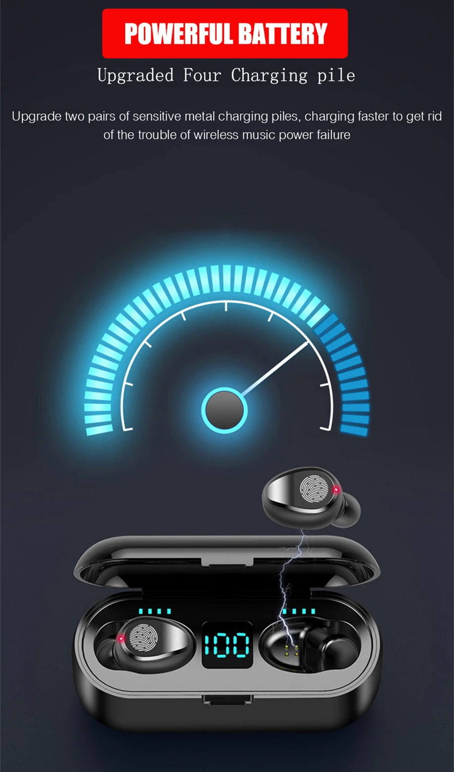 Wireless Earphones F9 TWS stereo auriculares bluetooth HIFI bass IPX7 waterproof 2000mAh charging box sports Bluetooth Earphone