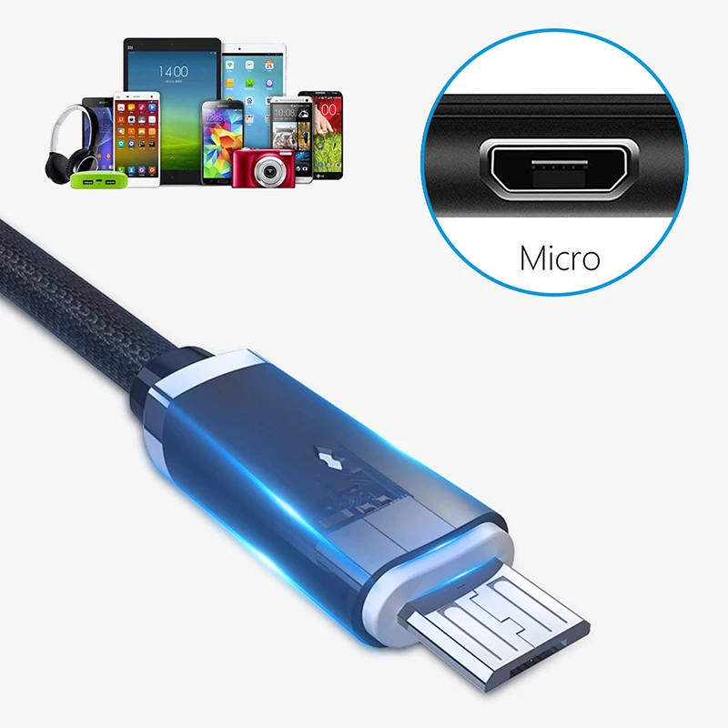 TeckNet Светодиодная лампа Micro USB кабель для Android Xiaomi Samsung планшет с нейлоновой