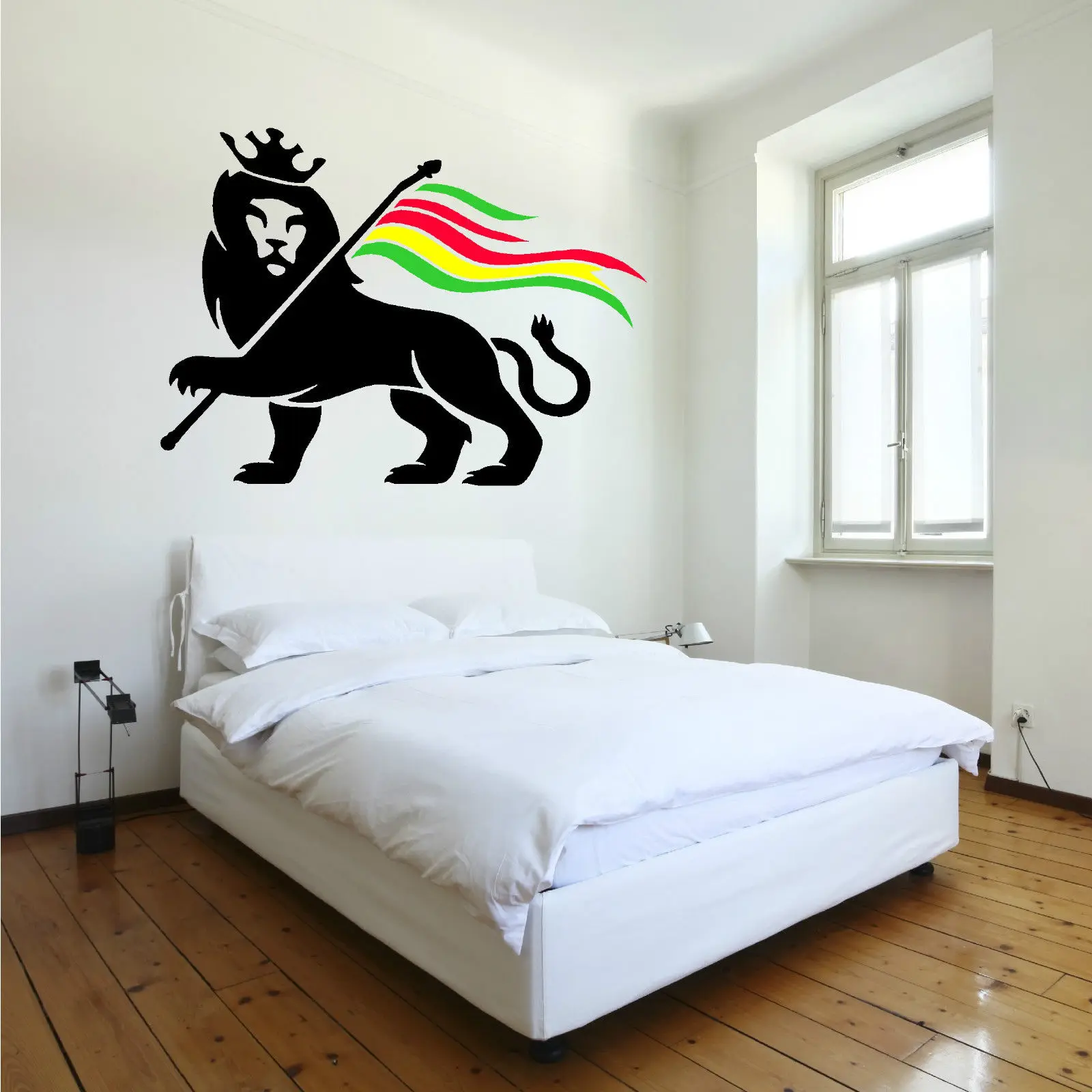 Виниловая наклейка на стену D248 RASTA LION RASTAFARI OF JUDAH BOB MARLEY для гостиной домашнего