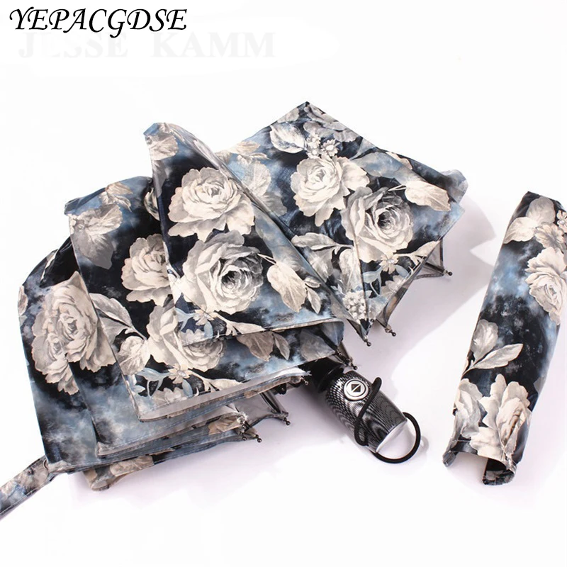 Мода Пион цветок 3D цифровая печать автоматический зонт подкрепление