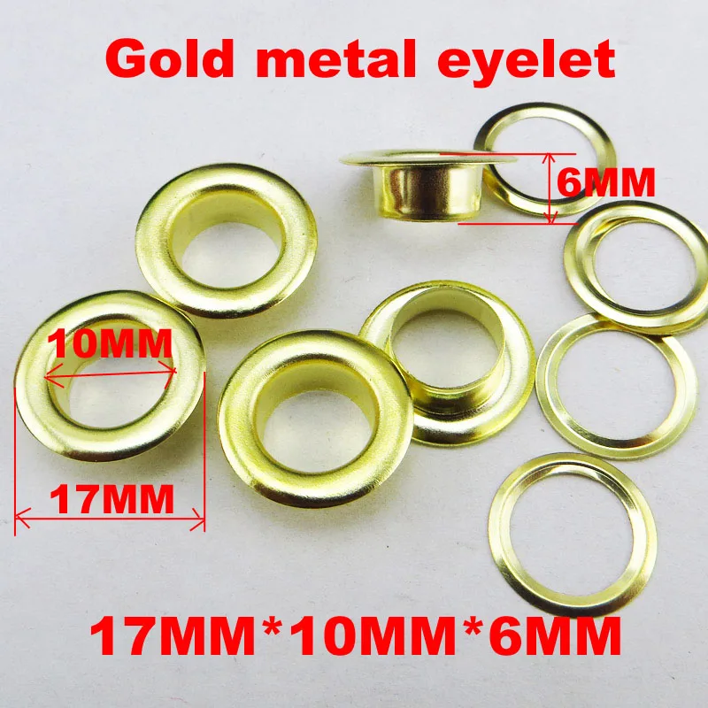 GOLD 100 шт 16 мм* 10 мм* 5 мм металлическая Серебряная пуговица с ушком для шитья одежды аксессуары круглые пуговицы сумки кожаные люверсы MNE-01 - Цвет: GOLD