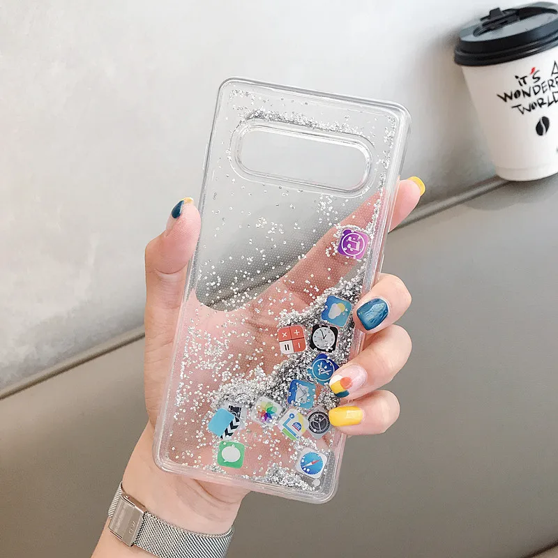 Чехол DIS милый значок жидкий зыбучий песок чехол для телефона samsung S10plus S10Lite s huawei