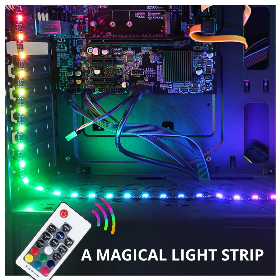3535 RGB LED Strip SATA Interface For Computer Case Decor DC 12V 60 120 LEDs/m SMD Diode Tape Ribbon With RF Remote 0.5m-2m | Лампы и