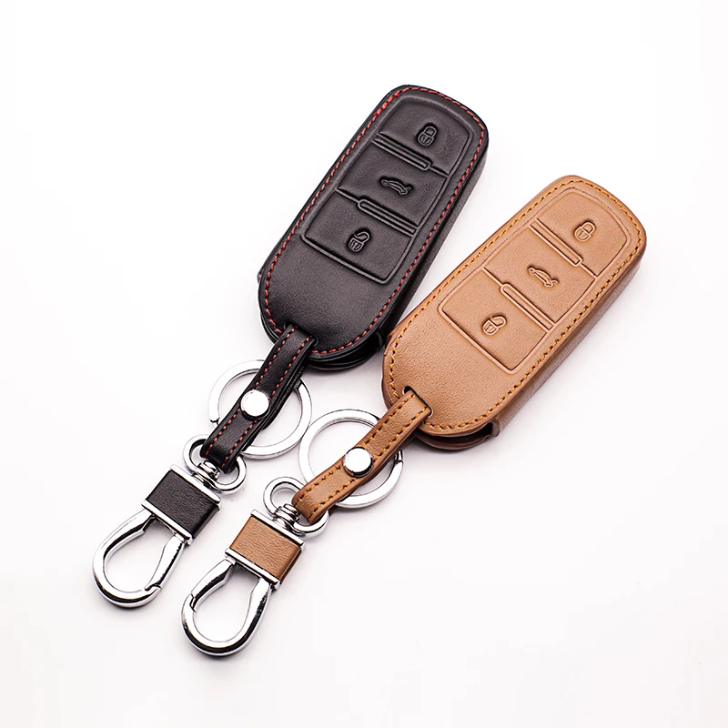 Кожаный чехол для автомобильных ключей с 3 кнопками Volkswagen VW Passat CC B6 B7 B7L R36 Maogotan B5