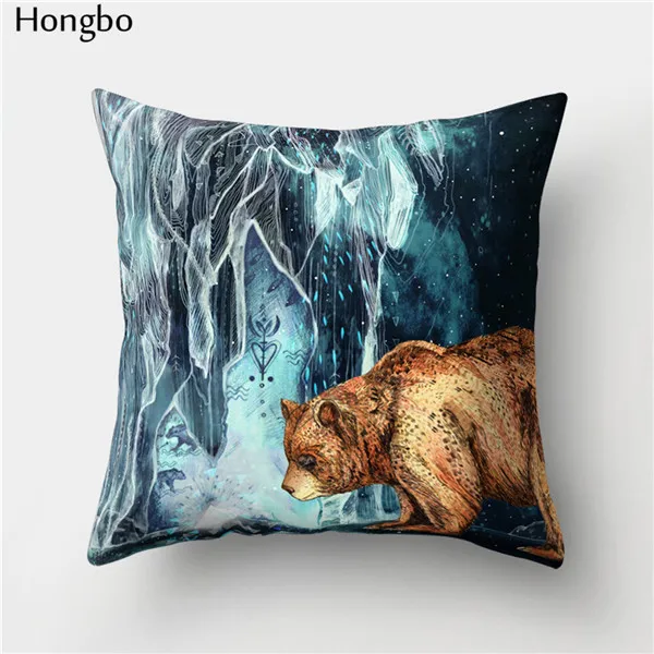 Hongbo 1 шт., милый чехол для подушки с рисунком лисы и медведя, наволочка для кровати, чехол для подушки для автомобиля, дивана, домашнего декора - Цвет: 16