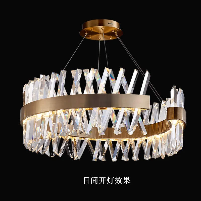 

Modern crystal living room chandelier stainless steel designer light luxury clothing hotel villa restaurant bedroom led lamps
