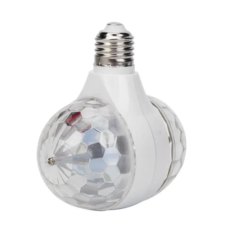 E27 3W Double-headed Colorful Auto Rotating RGB LED Bulb Stage Light Magic Ball Disco Lamp for Party Wedding