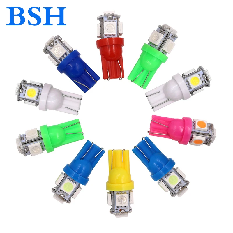 100 шт. Акция T10 5050 5SMD автомобильный сигнальный светодиодный светильник 194 168 192 W5W 12v Авто клиновой светильник ing DC 12V лампа белый красный синий