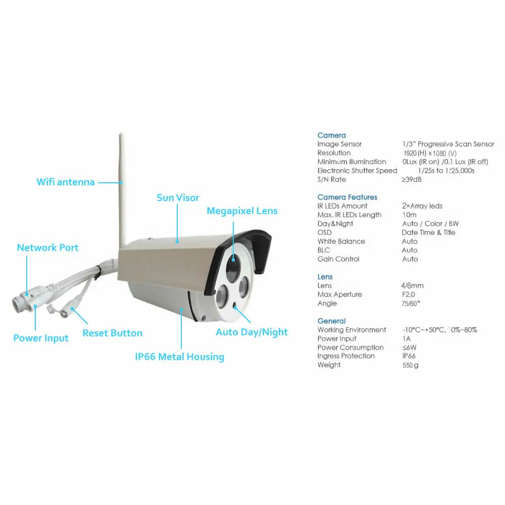 1080 P Камера Wi Fi вне Onvif HD OV2710 Сенсор Ip Беспроводной дома CCTV безопасности для