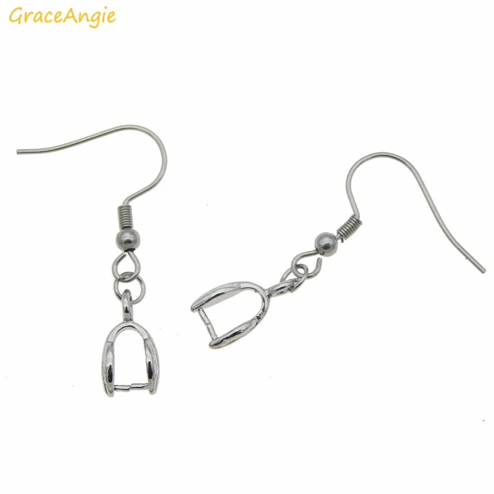 GraceAngie 5pairs/lot Stainless Steel Silver Earring Wire Hooks with Pinch Clip Bail Findings For DIY Making Accessories | Украшения и