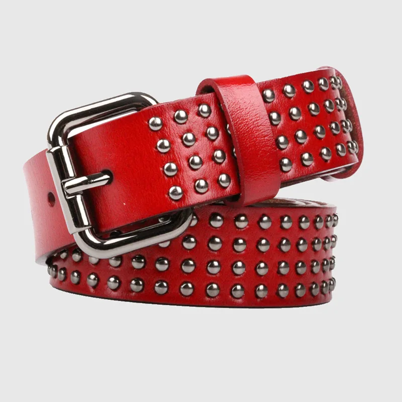 2017 Punk Стиль Женщины Пояс Заклепки Подлинная Коускин Кожаный Мужчины Старинные