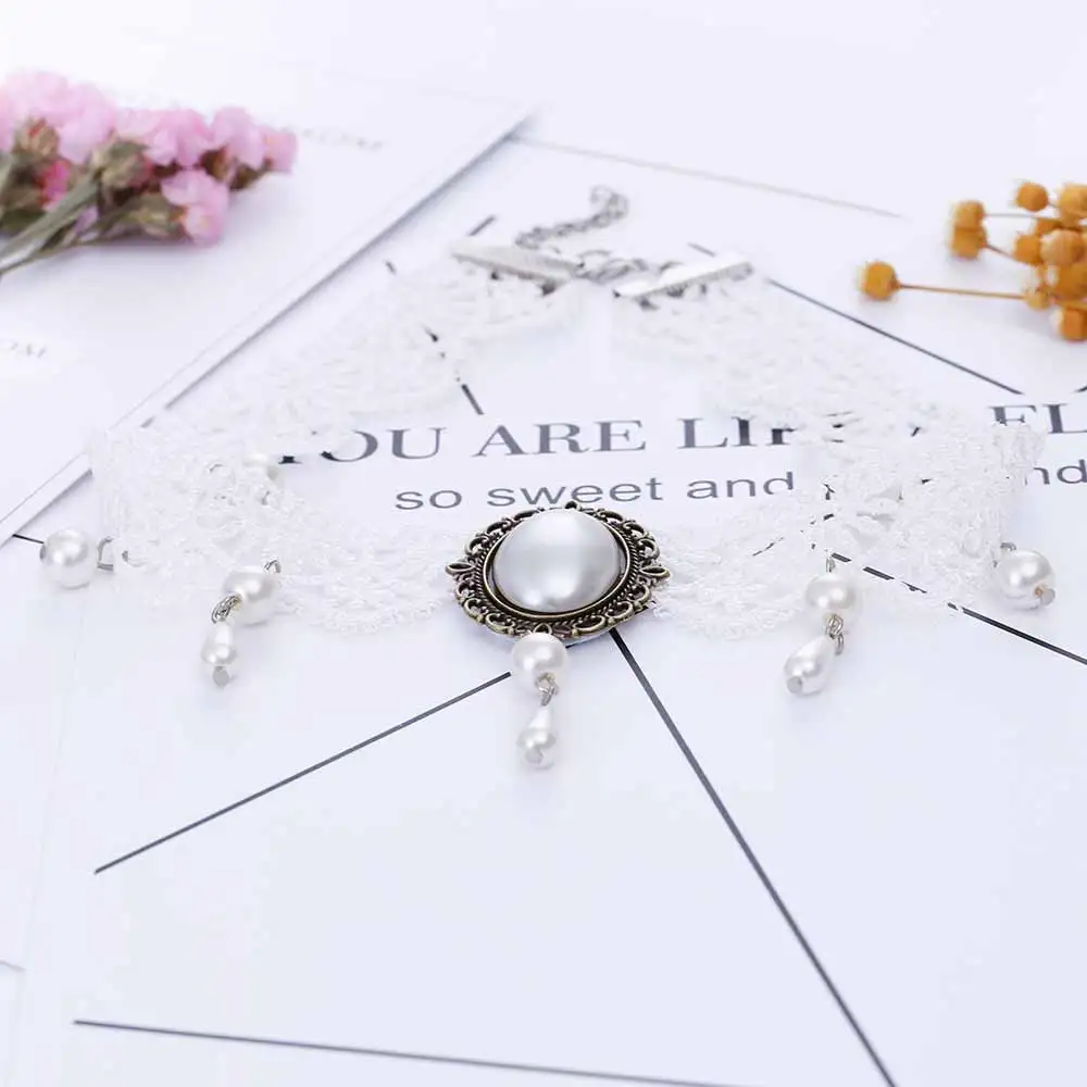 White Lace Choker Necklace Women Chocker tattoo choker Vintage Collier Femme Statement Necklaces Pendants Collares Mujer | Украшения и