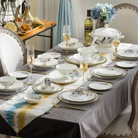 jingdezhen ceramic tableware bone china household dish set european bowl plate saucer gold border