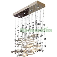 villa staircase hotel engineering lamp personality creative crystal glass flying fish chandelier restaurant living room bar lamp