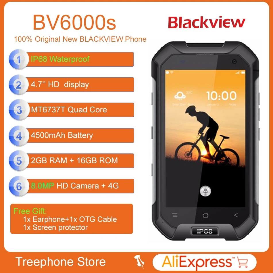 Водонепроницаемый IP68 Blackview BV6000s смартфон 2 + 16 ГБ 8.0MP мобильный телефон Android 7 0 4G 4