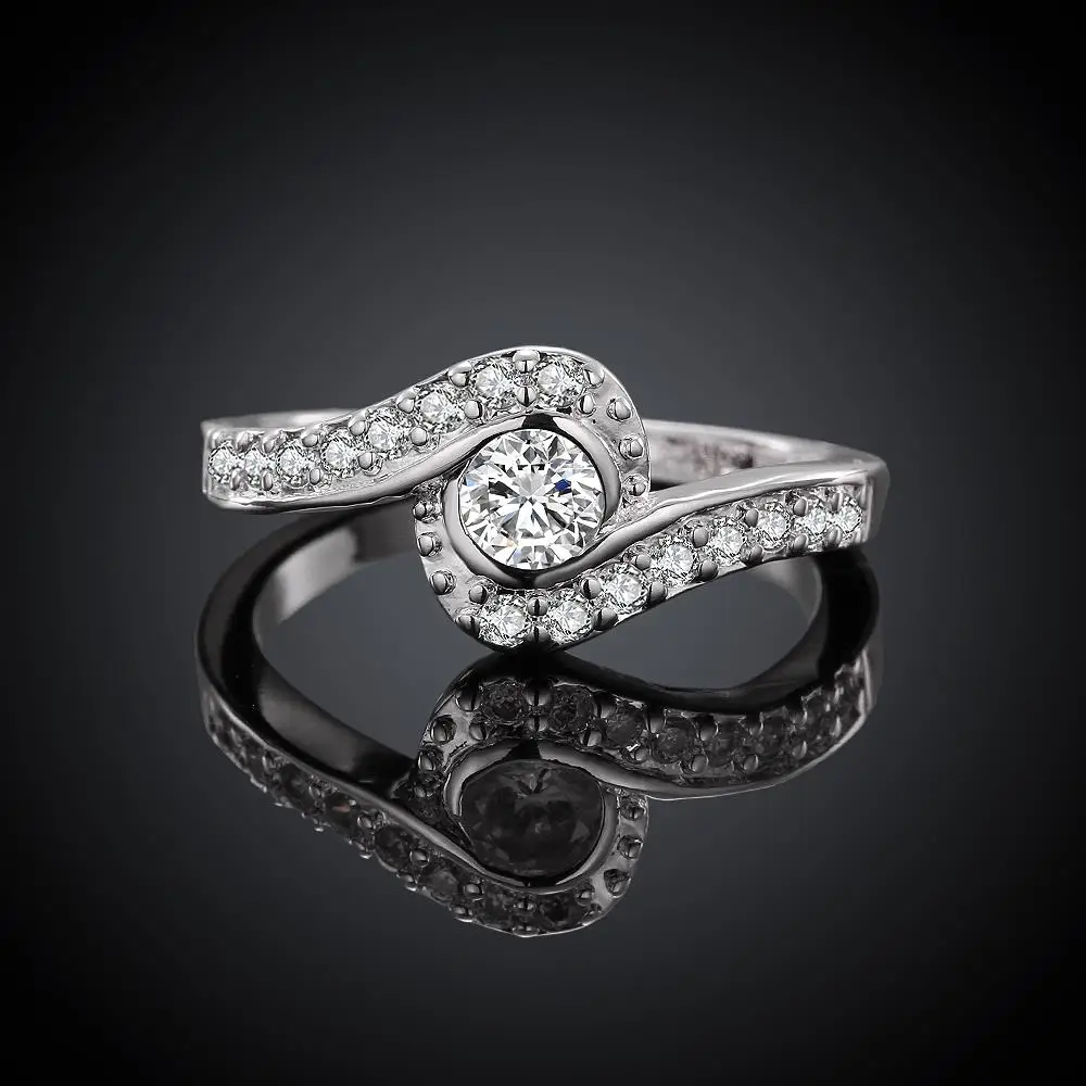 Кольцо с фианитом круглой формы посеребренное фианитом|zircon ring|princess cutring men |