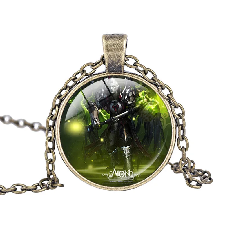 Aion Вдохновленный кулон ожерелье ручной работы видео игра стеклянный купол Дети