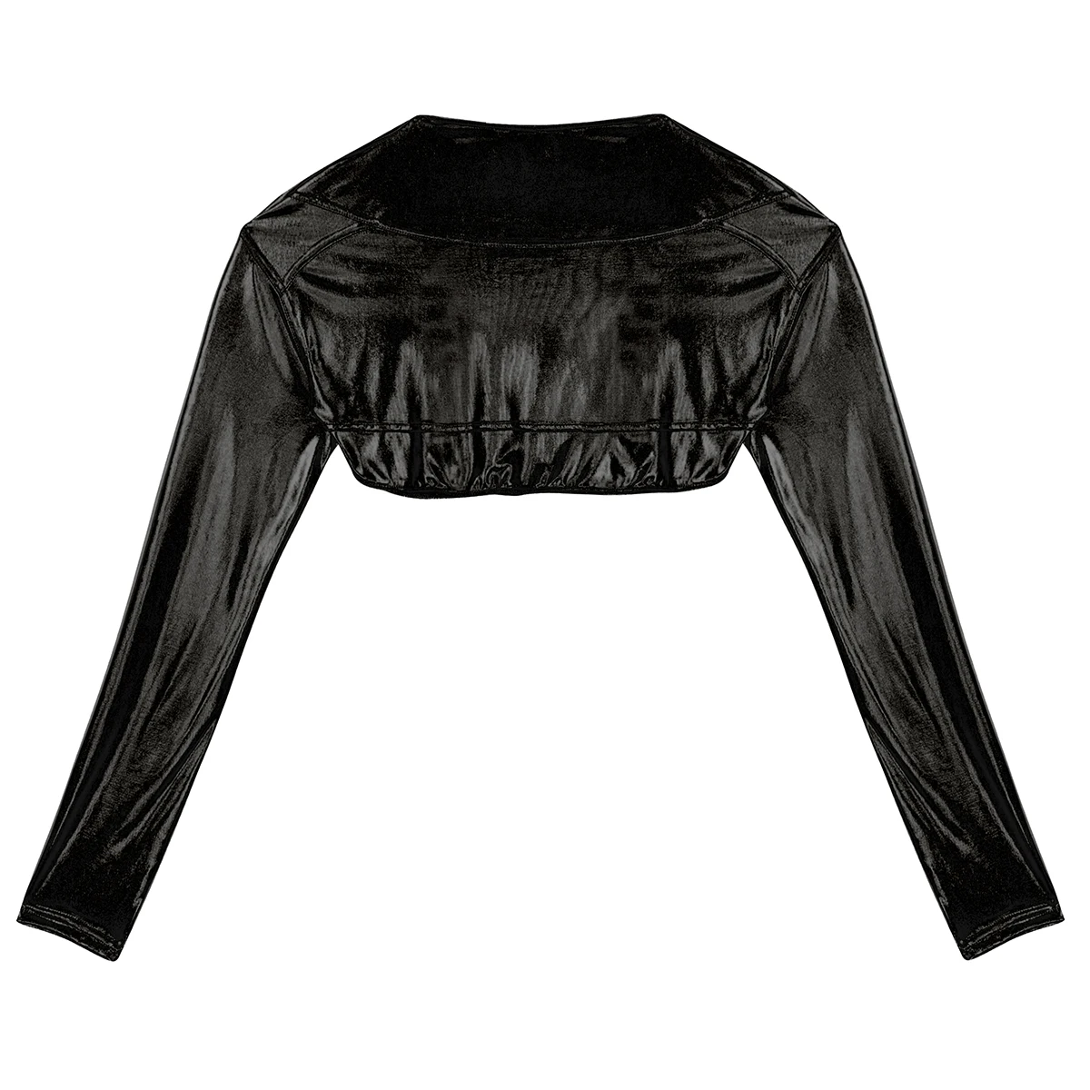 Модное женское блестящее металлическое болеро короткий жакет с длинным рукавом