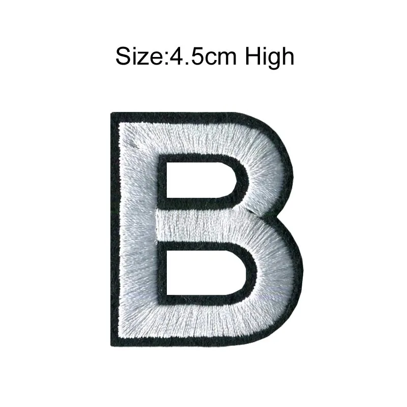 Aria B 1 шт. A-Z 0-9 белый Arial Английский алфавит буквы Смешанные Вышитые железные на нашивках пришить на сумку для одежды мешок брюки(45 мм высота - Цвет: Aria B