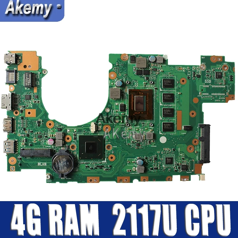 

X402CA X502CA Laptop motherboard For Asus X502C X402C F502C F402C Mainboard for laptop with 4 g RAM 2117U CPU Tests 100% OK