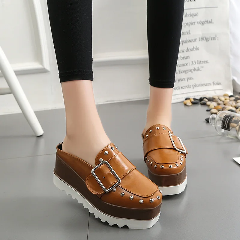 SARAIRIS/Новинка модные Нескользящие туфли на плоской платформе с ремешком пряжкой и