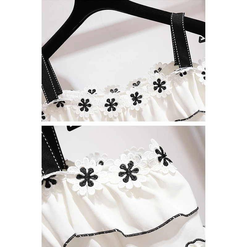 2019 Милая Женский комплект 2 шт. летняя блузка с открытыми плечами и цветочной