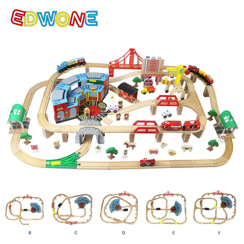 EDWONE 168 шт. большой набор электрического поезда Thomas Набор деревянных