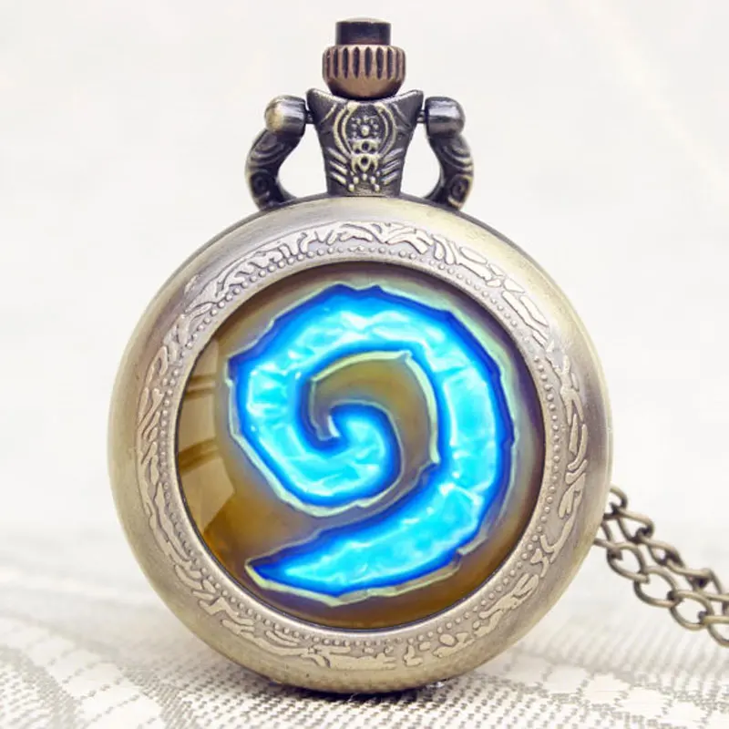 WOW World Of Warcraft Hearthstone тема Стекло купол случае кварцевые карманные часы с цепочкой
