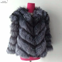 linhaoshengyue real silver fox fur women coat 100 fox fur winter warm