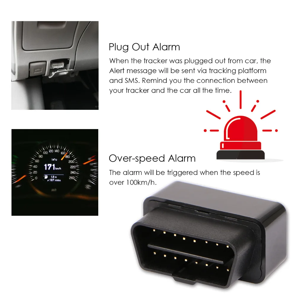

OBD GPS Tracker Car OBD Plug Out Geo fence SOS Tracker Vibration Low Battery Over Speed Alarm 2G GSM Mini OBD Tracker Locator