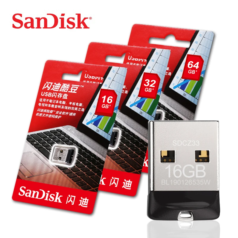 SanDisk USB 2,0 CZ33 мини-флеш-накопители 64 ГБ 32 ГБ 16 ГБ 8 ГБ USB флеш-накопитель U диск USB флешка