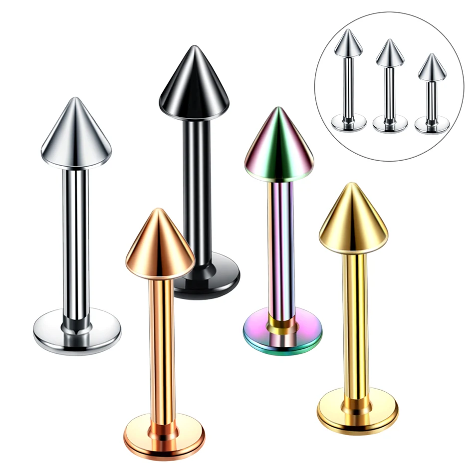 10Pcs/Lot Colorful Labret Lip Ring 16G Tragus Helix Ear Piercing Earring Women Taper Cartilage Body Jewelry | Украшения и