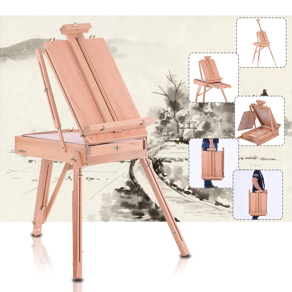 

Professional Art Easel Artist Folding Drawing Wood Wooden Easel Paint Sketch Drawing Box Tripod Stand for Oil Painting Sketching