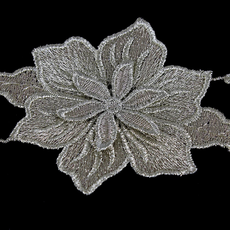 5 ярдов 3D Золотой металлический цветок Кружева Вышивка отделка кружева ткань