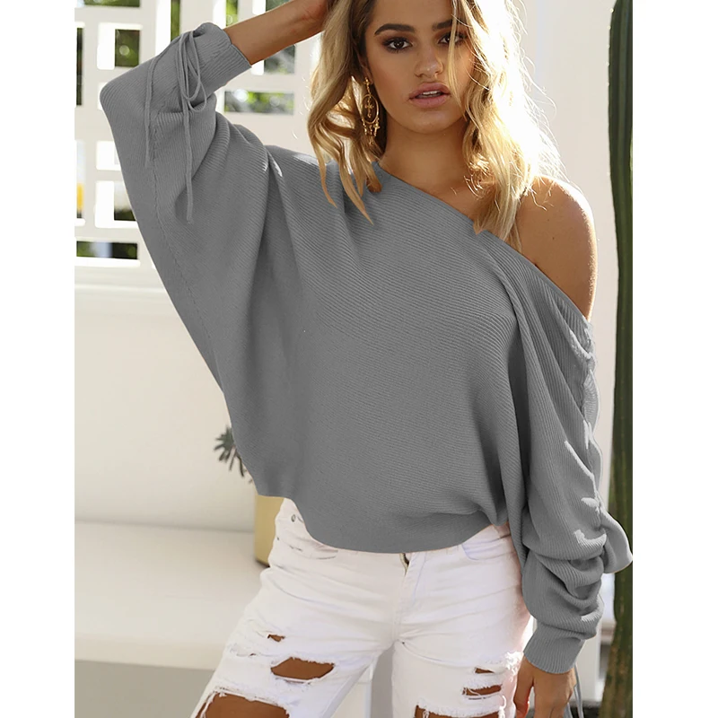 Новинка 2018 осенне-зимний Повседневный свитер с открытыми плечами шерстяной