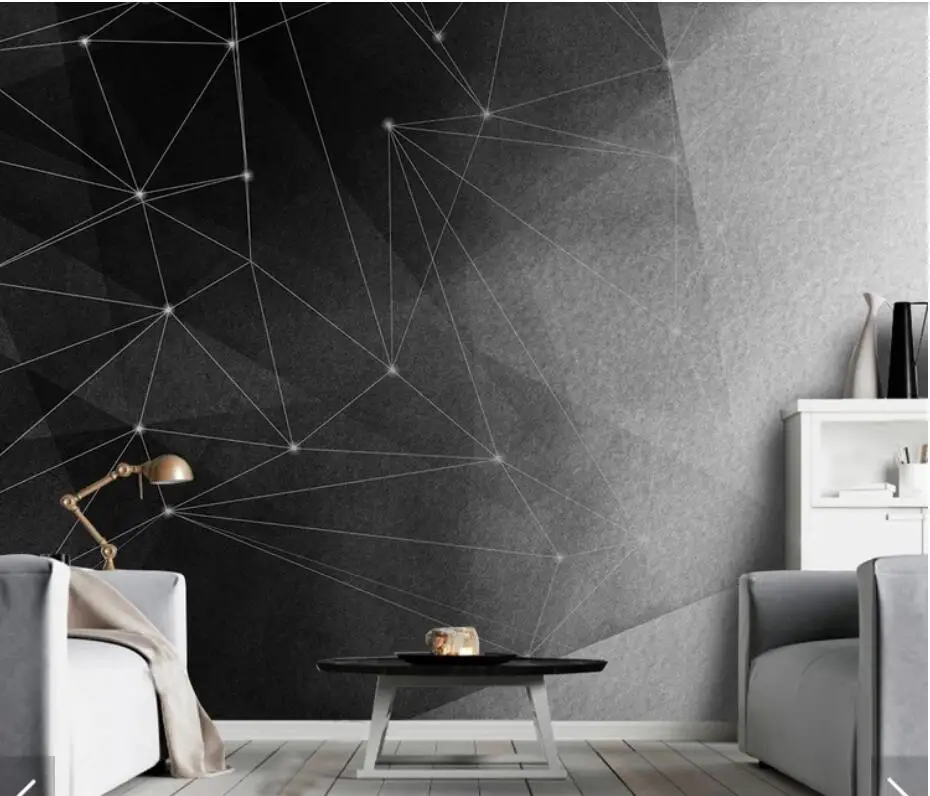 Black White Abstract Geometric Wall Photo Murals Wallpaper Art Decal Printed Paper Roll 3d | Обустройство дома