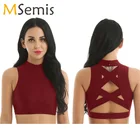 Бюстгальтер женский без рукавов, пикантный укороченный топ на бретелях, крест-накрест, для занятий йогой, спортом, гимнастикой, спортзалом, одежда для активного отдыха