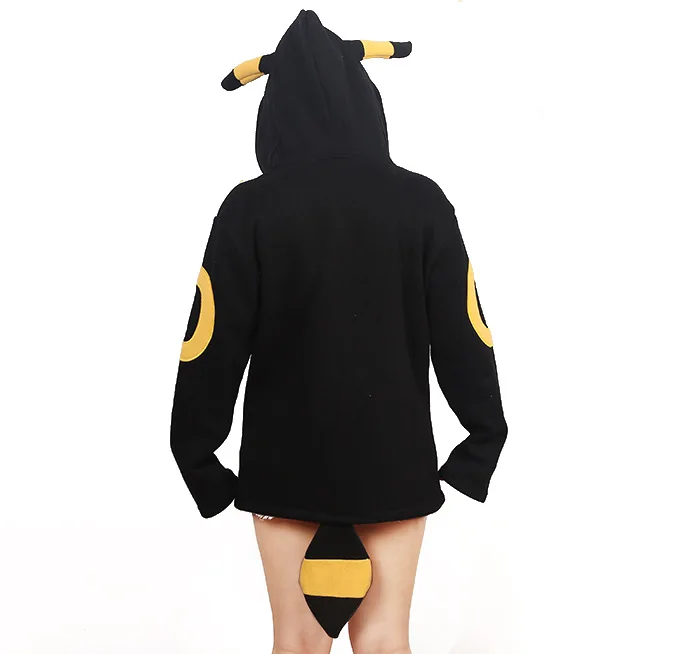 Umbreon Покемон каваи Косплей куртка Аниме толстовки худи женский костюм Толстовка