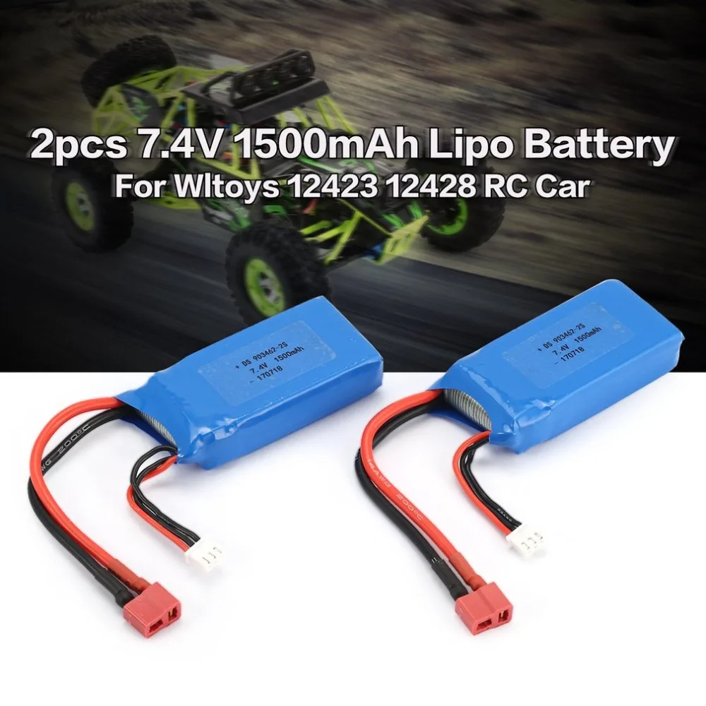 2 шт. 7 4 В 1500 мАч 25C S Lipo Батарея T штекер Перезаряжаемые для Wltoys 12423 12428 RC автомобилей
