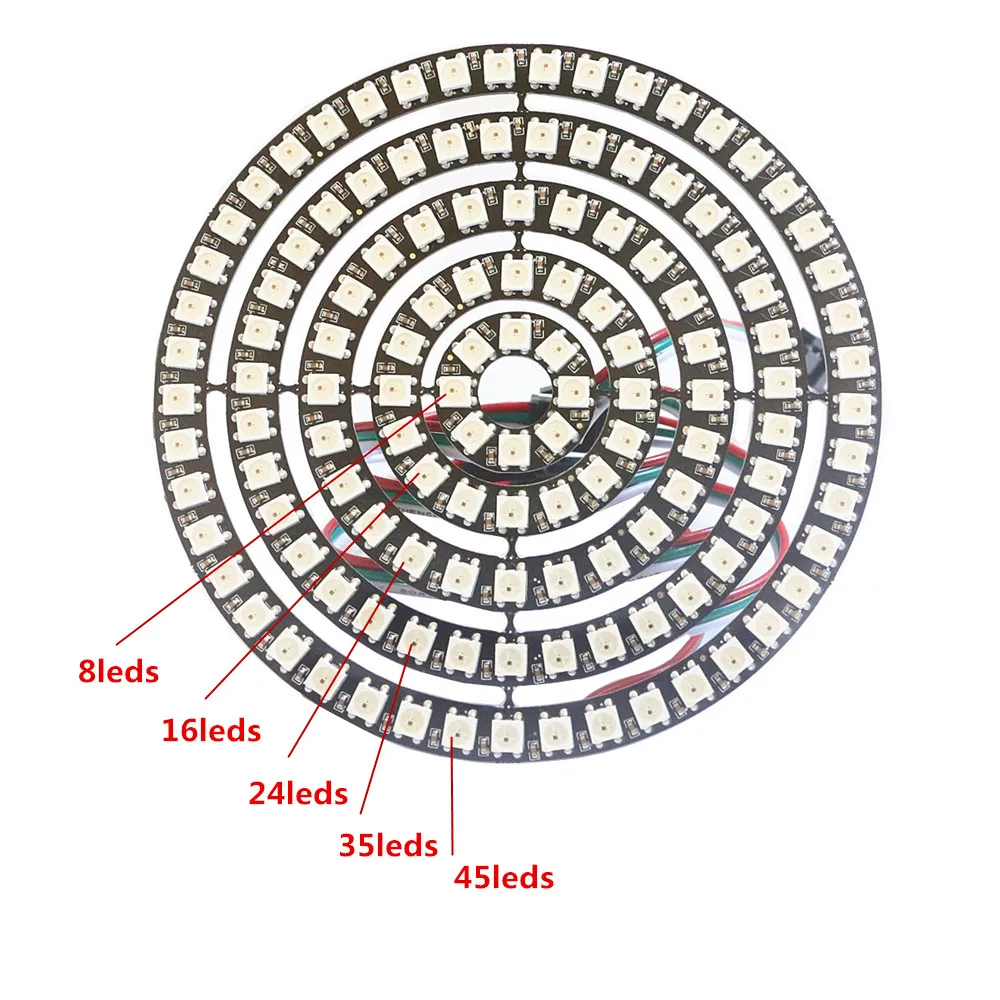 Светодиодный модуль Ring WS2812B 8/16/24/35/45 бит светодиодный светильник 5050 RGB Dream Color WS2812 ic