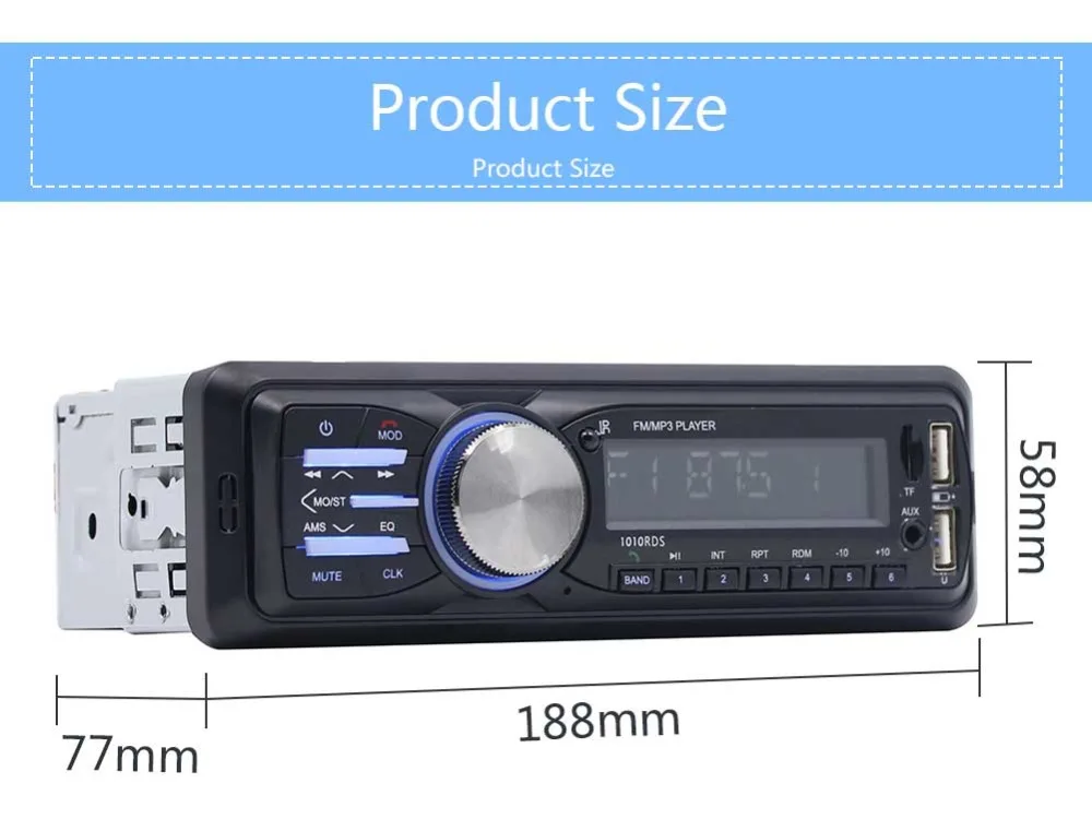 Авторадио Bluetooth Handsfree Автомагнитола RDS FM Aux приемник автомобильный аудио SD USB 1 din автомобильный стерео MP3 мультимедийный плеер Зарядка телефона