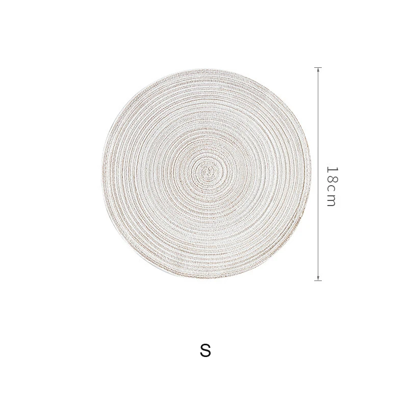 Beige S 1 шт. в японском стиле, плетеная круглая чашка, кружка, миска, коврик, обеденная тарелка, посуда, Сервировочная подставка, нескользящая салфетка - Цвет: Beige S