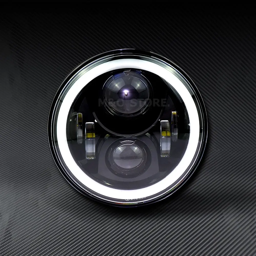 Мотоциклетный налобный фонарь с ореолом 7 дюймов светодиодные фары ангельскими