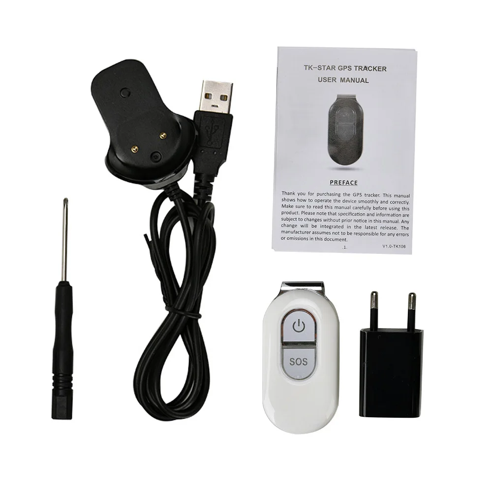 White no box TK106 мини gps-трекер водонепроницаемый для домашних животных и персональных длительных ожидания sim-карты трекер - Цвет: White no box
